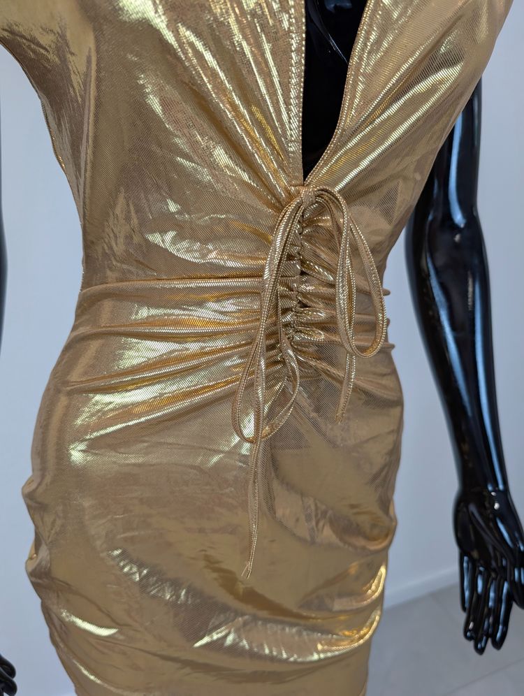 Other Gold Metallic Ruched Mini Dress product image
