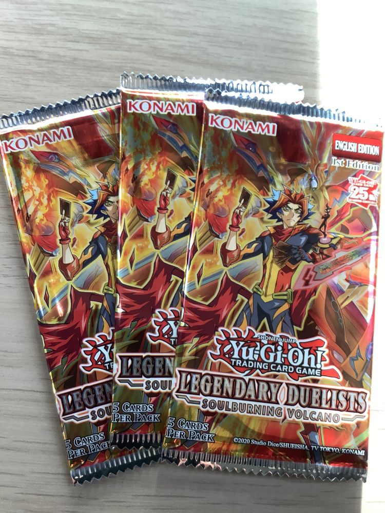Yu-Gi-Oh! 3 packs included of Legendary Duelists Soulburning Volcano Trading Card Game Packs