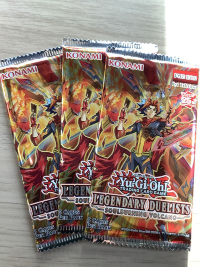 Yu-Gi-Oh! 3 packs included of Legendary Duelists Soulburning Volcano Trading Card Game Packs