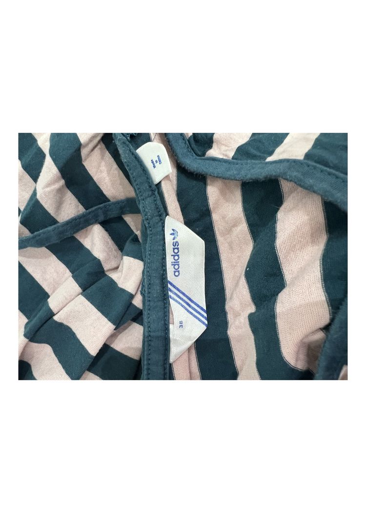 small pink and teal adidas stripy hooded mini dress image 9