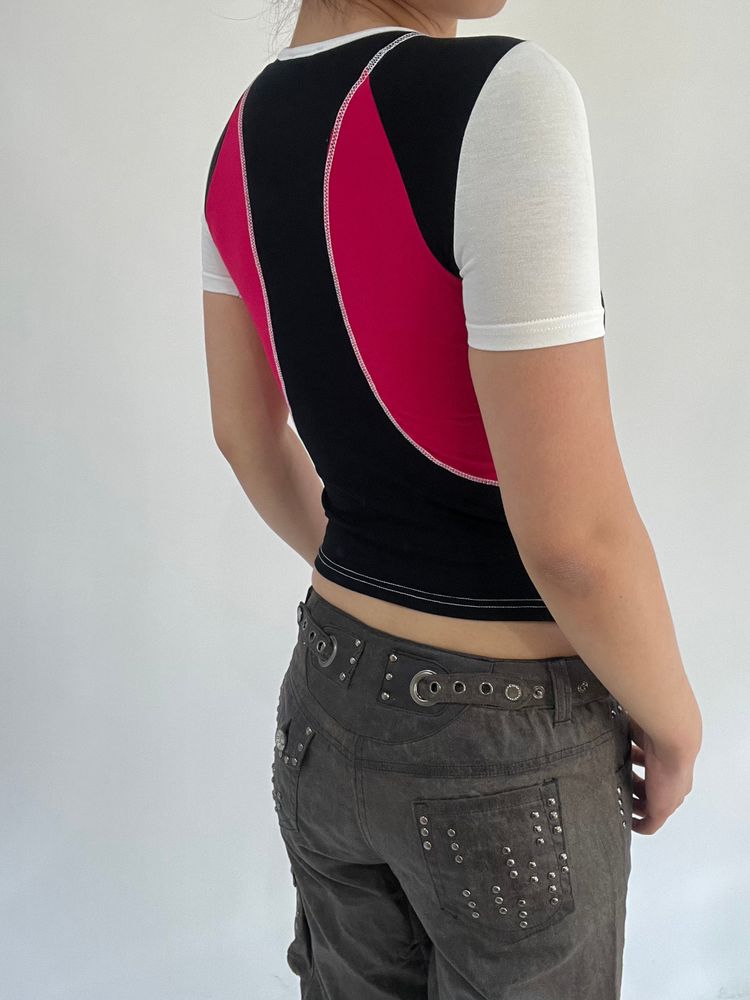 ‼️ | small white pink black splicing t-shirt top 5