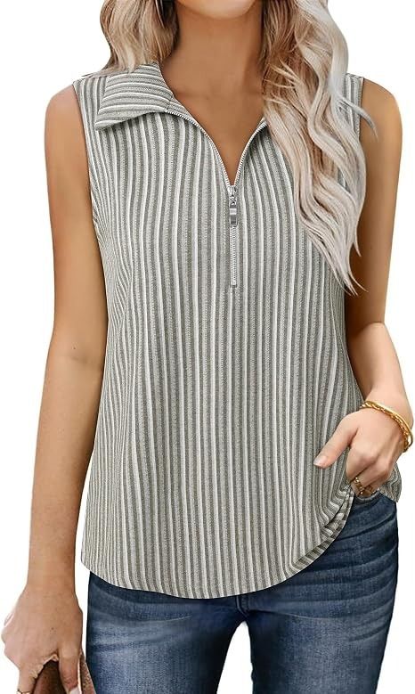 Sleeveless Ribbed Zip Collar Top image 2