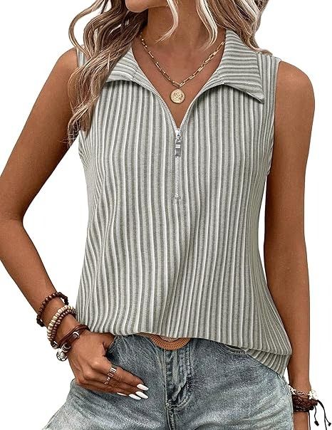 Other Sleeveless Ribbed Zip Collar Top product image