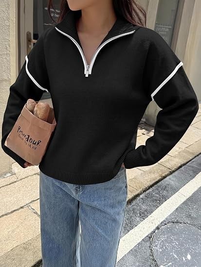 Black Half-Zip Sweater obraz 1
