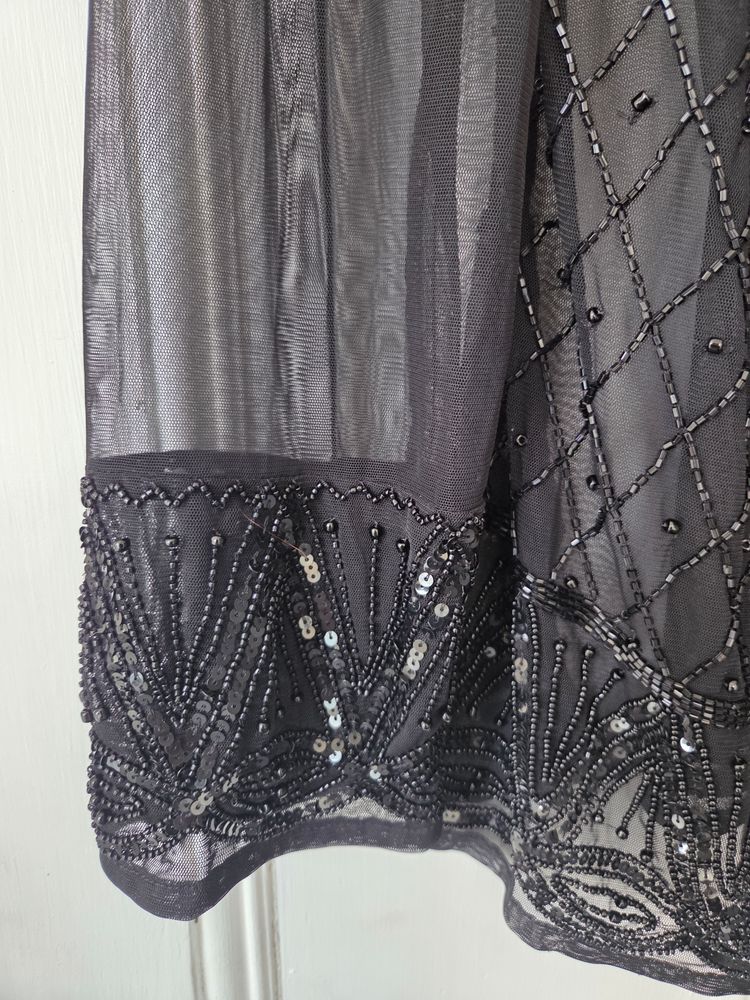 Per Una Spezialé Black Beaded Sheer Blouse 2
