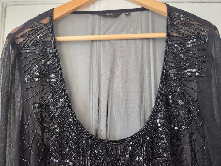 Per Una Spezialé Black Beaded Sheer Blouse 5