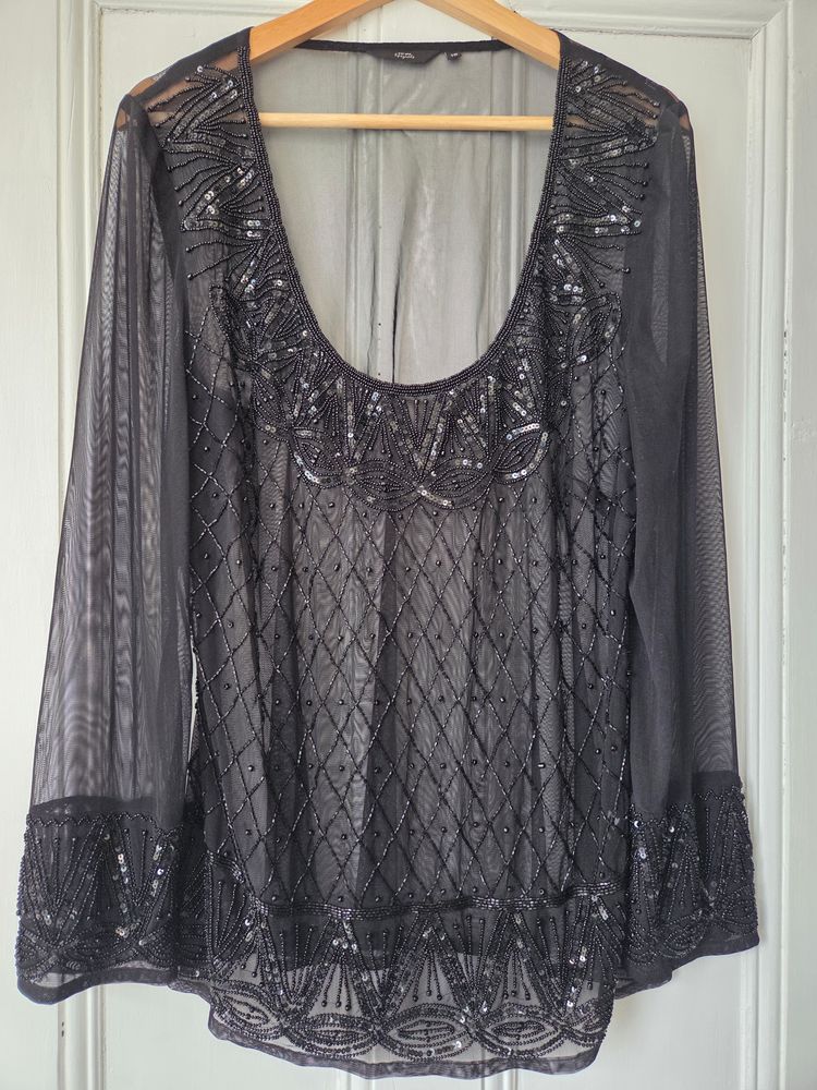 Per Una Per Una Spezialé Black Beaded Sheer Blouse product image