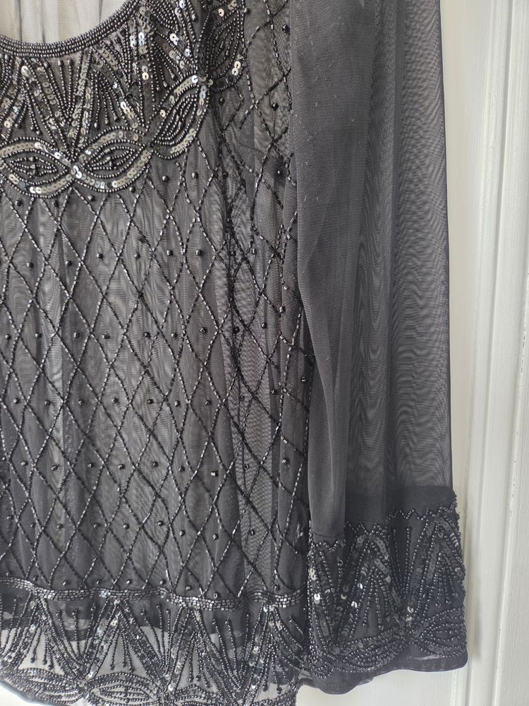 Per Una Spezialé Black Beaded Sheer Blouse 4