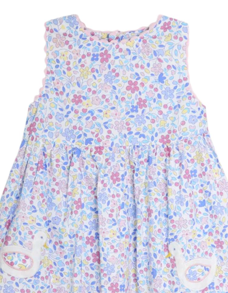 JOJO Maman Bebe Girl's Duck Summer Sleeveless Applique Dress in  Pink 3