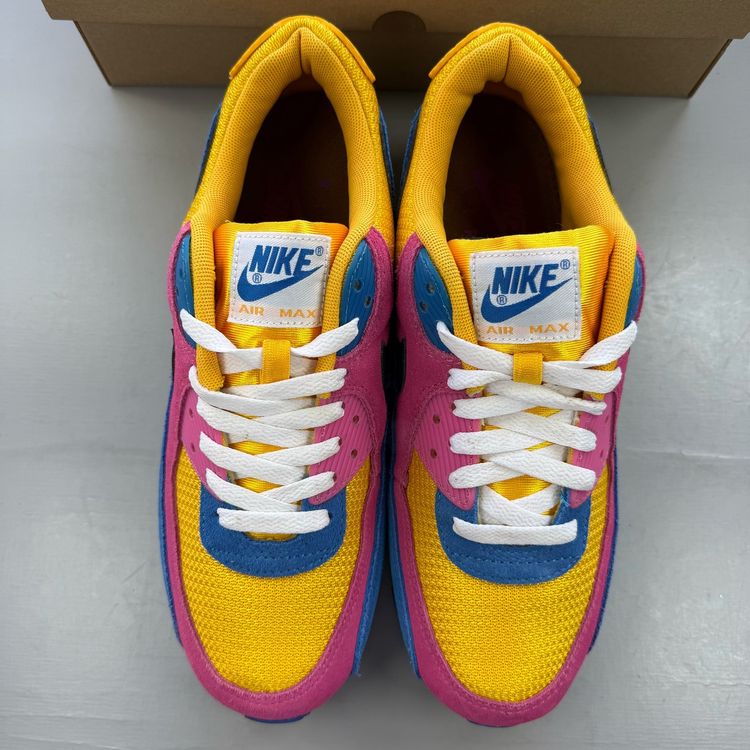 Nike Air Max 90 Size UK 7 Multicolor Suede Yellow Blue Men's Trainers CJ0612-700 image 7