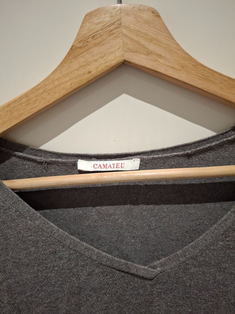 Camaieu Grey V-Neck Sweater 3