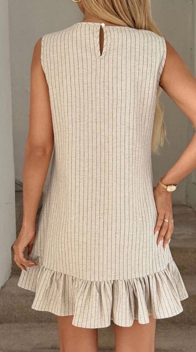SHEIN beige sleeveless dress with ruffle hem product image