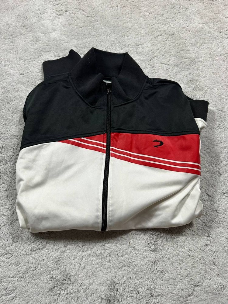Black, Red, And White Zip-Up Jacket