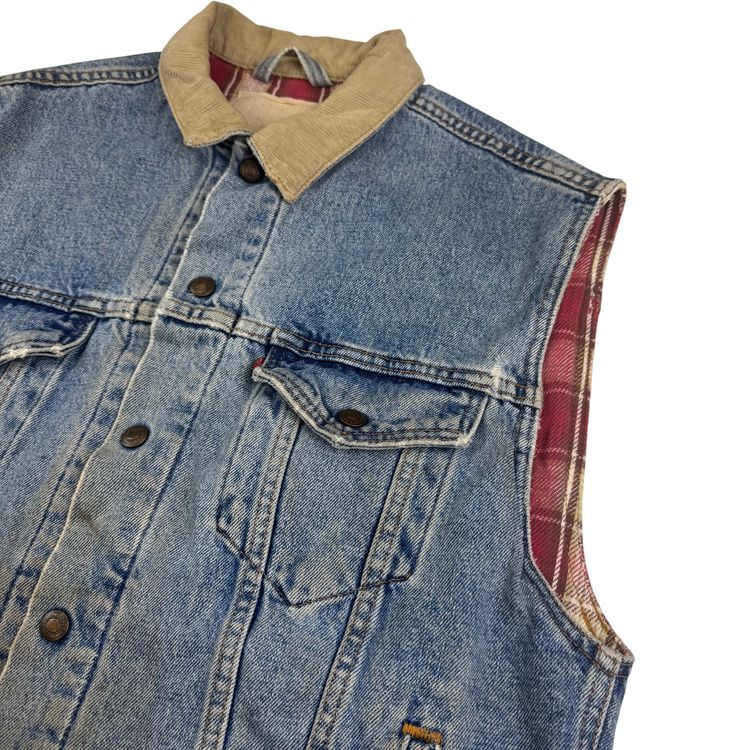 Vintage Levi's Flannel Lined Denim Vest Blue image 7