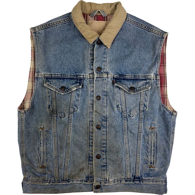Vintage Levi's Flannel Lined Denim Vest Blue