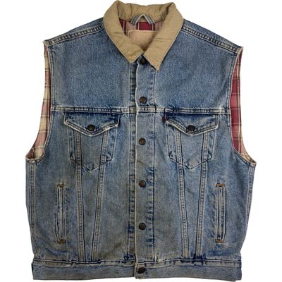 Vintage Levi's Flannel Lined Denim Vest Blue