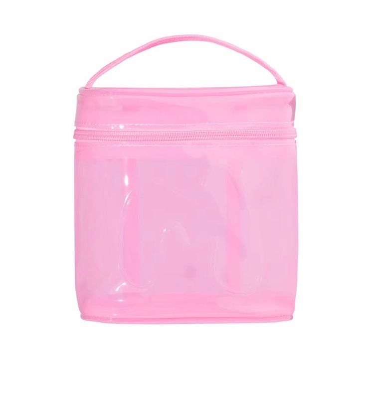 Made By Mitchell Pink Transparent Vanity Case With Handle imagen 1