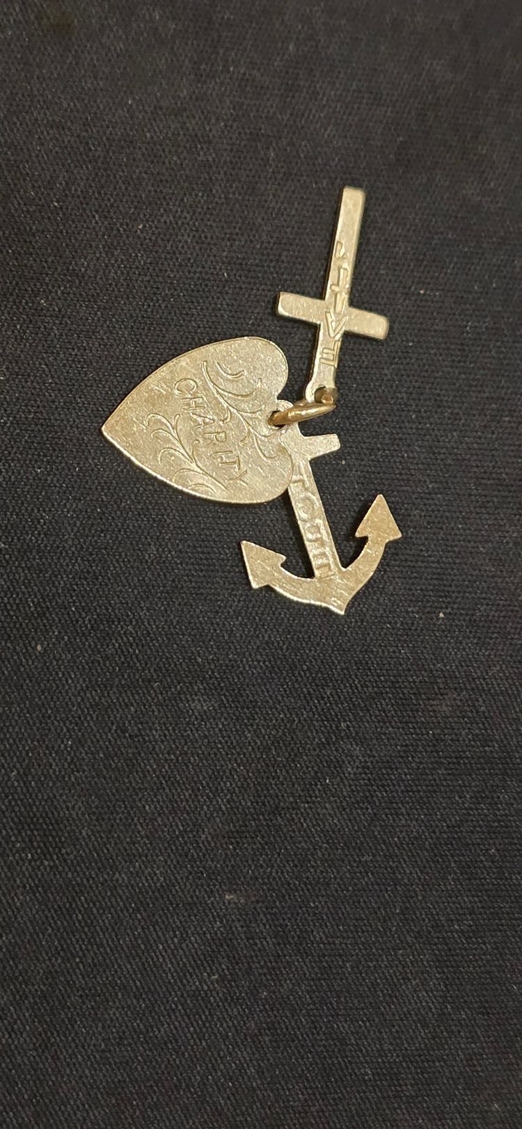 925 sterling silver Charm Pendant With Heart, Cross, And Anchor image 6