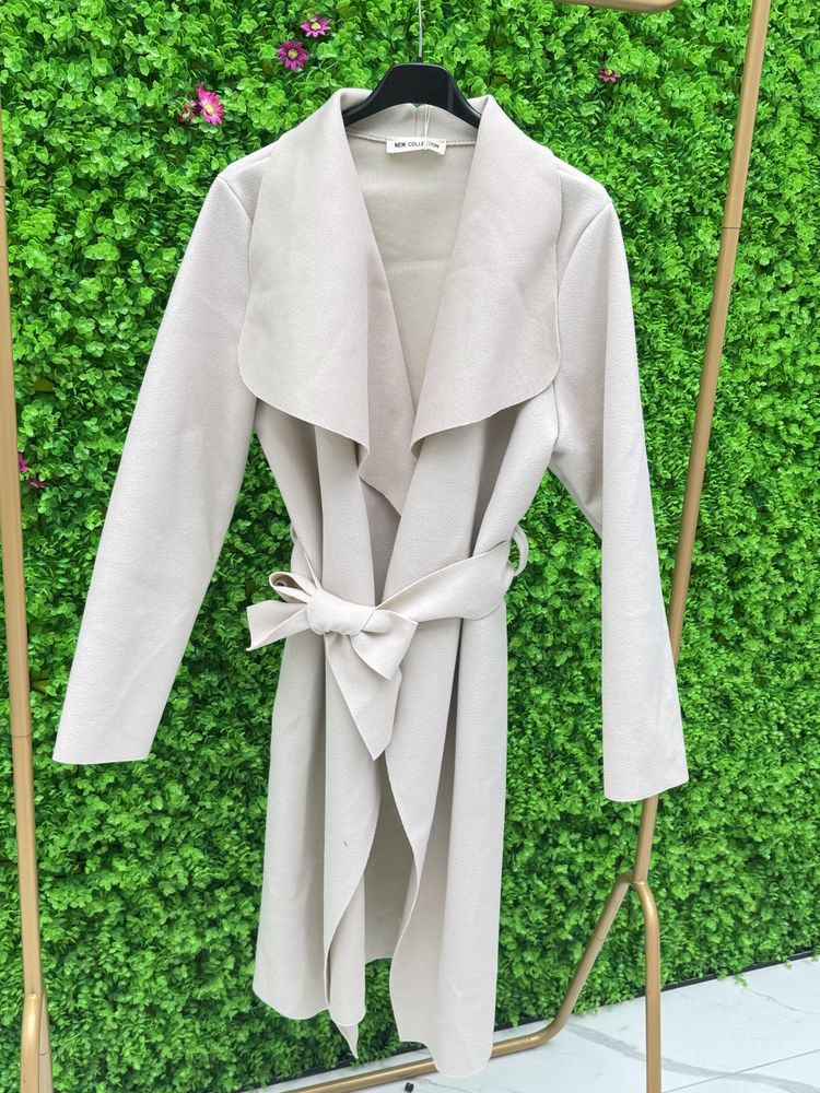Other light beige long coat with belt product image