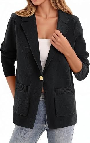 Black Knit Blazer Jacket imagen 3