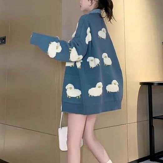 Blue Cardigan With Sheep Pattern image 2