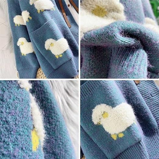 Blue Cardigan With Sheep Pattern image 3
