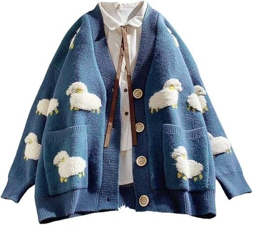 Blue Cardigan With Sheep Pattern image 1