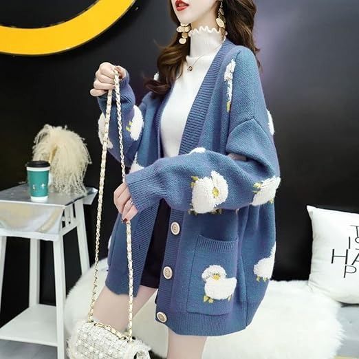 Blue Cardigan With Sheep Pattern image 4