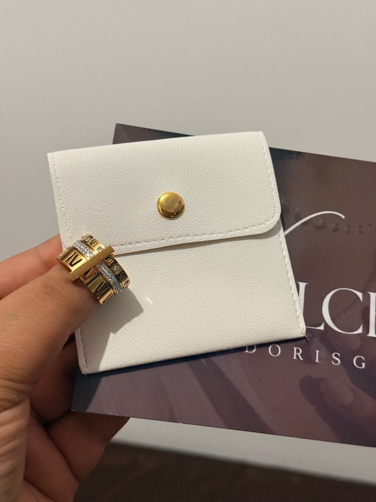 Other White Leather Pouch With Gold Button And Rings product image