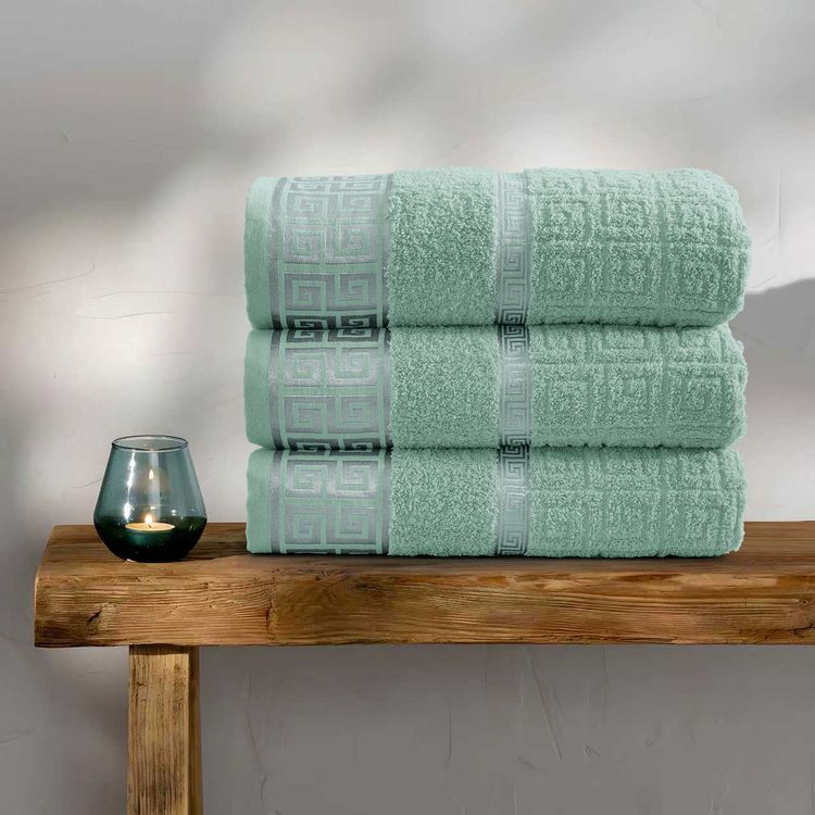 Stack Of Three Green Towels