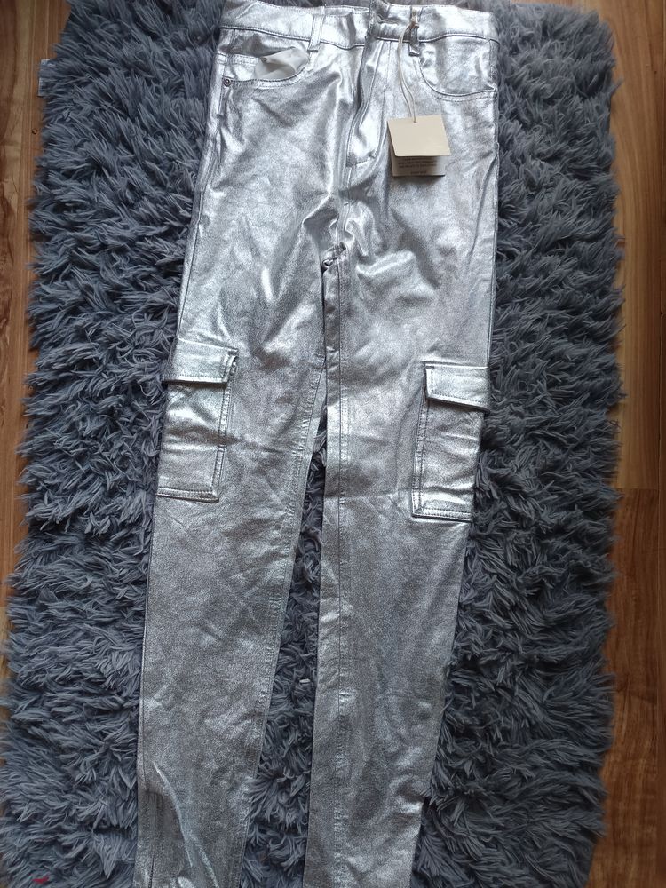 Pull&Bear Silver Metallic Pants product image