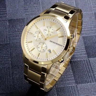 Emporio Armani Men's Watch Stainless Steel Gold Strap With Silver Dial AR11332 Renato 8