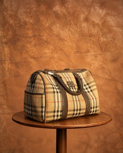 Vintage Burberry Nova Check Boston Travel Bag