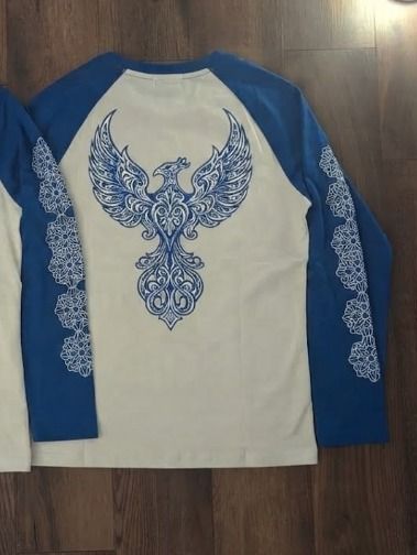 Chrome Hearts Blue And White Long Sleeve Shirt With Intricate Designs product image