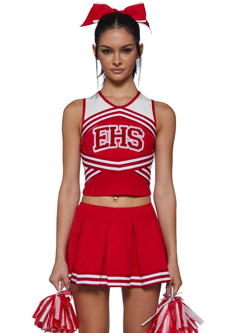 Equipment Red Cheerleader Outfit With Ehs Logo Top And Pleated Skirt product image