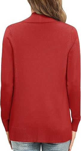 Red Open Front Cardigan Sweater obraz 2