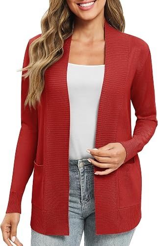 Red Open Front Cardigan Sweater image 1