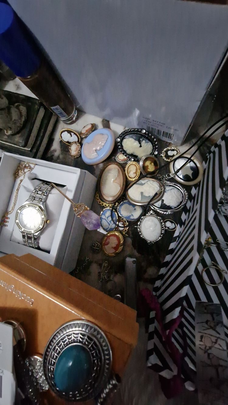 Assorted Cameo Brooches And Jewelry