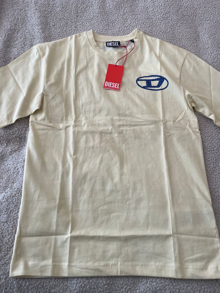Diesel Beige T-Shirt With Blue Logo