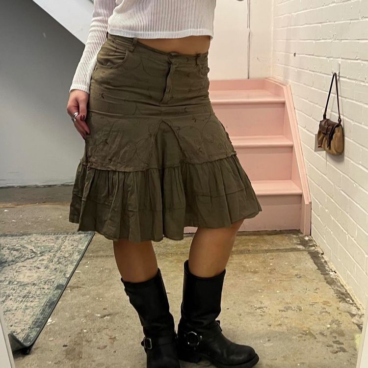 Olive Olive Green Tiered Skirt product image