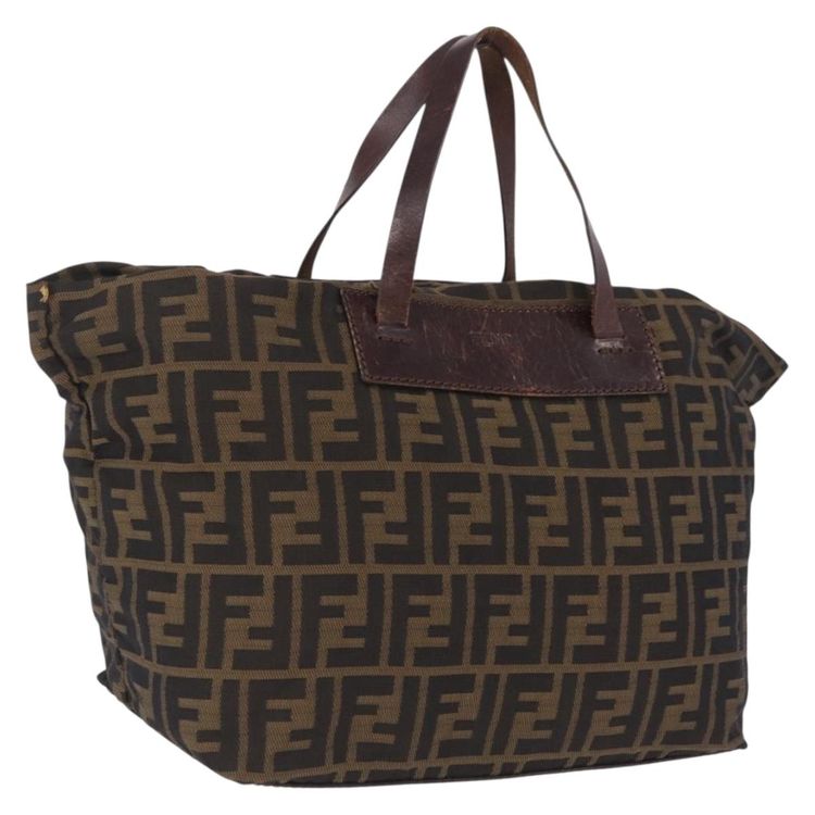 FENDI Zucca Canvas Hand Bag Black Brown Auth 213070 - Jerrillo image 1