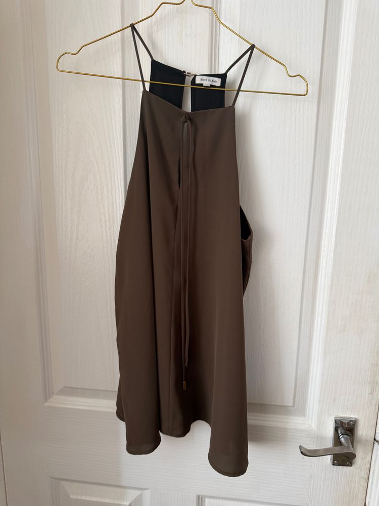 Other Brown Sleeveless Top With Tie Detail product image