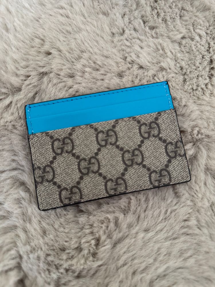 Gucci Card Holder Baby Blue Trim NO BOX