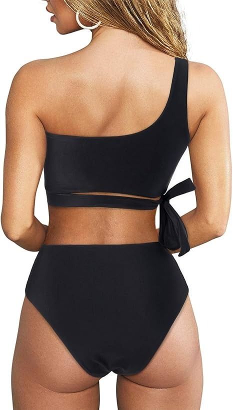 Black One-Shoulder Bikini Set image 3