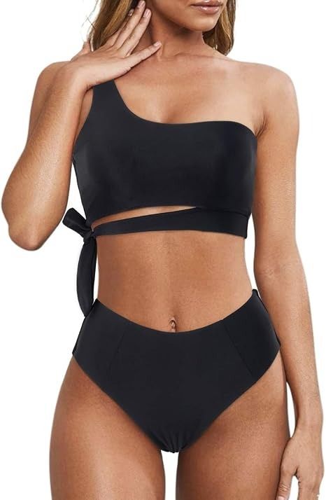Black One-Shoulder Bikini Set image 4