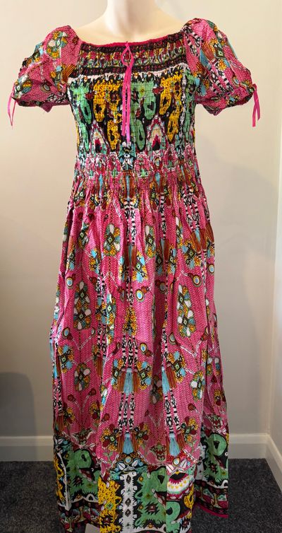 Pink Patterned Maxi Dress