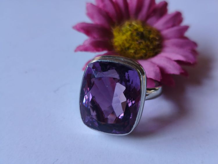 Anillo plata de LEY 925 CON PIEDRA DE AMATISTA TALLA 18,5 EUROPEA