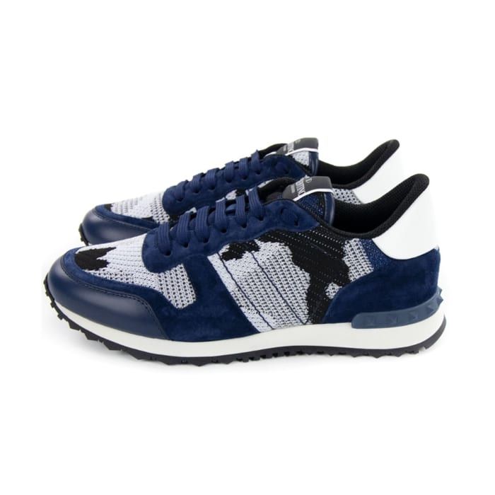 VALENTINO MESH CAMO TRAINERS IN BLUE