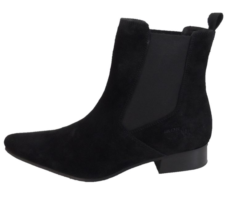 Ikon Original Black Real Suede Winklepicker Mod Beatle Boots obraz 4