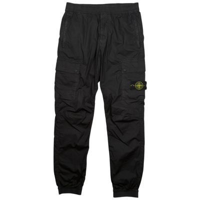 Stone Island Stretch Cotton Cuffed Cargo Trousers - Black
